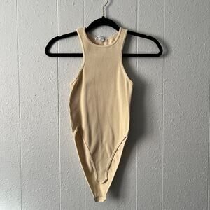 Zara Bodysuit Womens XS Ribbed Stretch Racerback Coquette Capsule Minimalist